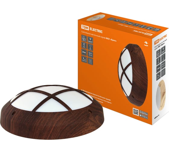 Светильник TDM ELECTRIC ФБУ 05-2х20-014 "Бриз 2" венге с решеткой IP64 SQ0328-0316 1