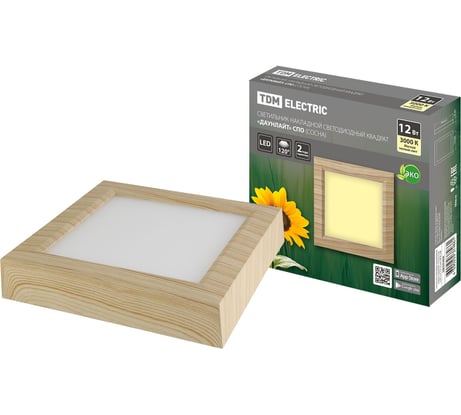 Накладной светодиодный светильник TDM ELECTRIC Даунлайт СПО сосна 12 Вт 170*170*32 мм 3000К SQ0329-0420