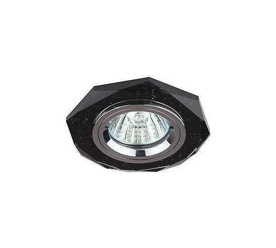 Светильник декоративный ЭРА DK5 СH/BK стекло многогранник MR16, 12V/220V, 50W, GU5,3 черный блеск/хром C0045761 1