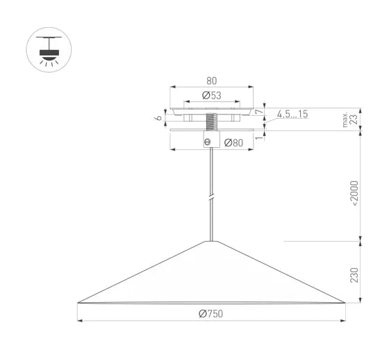 Светильник Arlight SP-MAKOTO-R750-14W Warm2700 1шт 0 54402