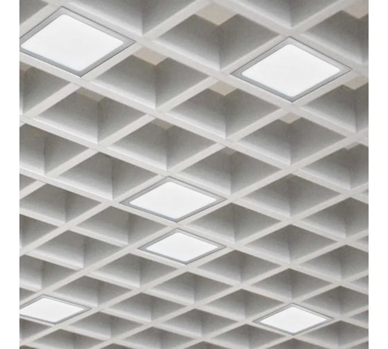 Светильник светодиодный Jazzway PPL 089/G OPAL 42Вт 4000K GREY IP40 комплект 6х(89x89x40мм) панель встраиваемая для потолка Грильято 5060159