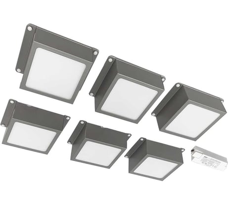 Светильник светодиодный Jazzway PPL 089/G OPAL 42Вт 6500K GREY IP40 комплект 6х(89x89x40мм) панель встраиваемая для потолка Грильято Домино 5060173