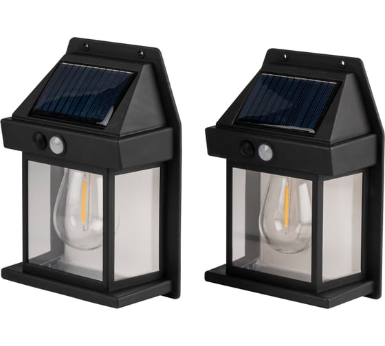 Светильник светодиодный настенный ФАZА SLR-W04-S2 0,5Вт 50лм IP44 филаментная нить, датчики движения/освещенности на солнечной батарее (комплект 2 шт.) 5058217