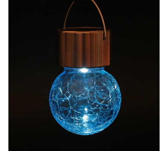 Садовый фонарь на солнечной батарее Luazon "Лампочка Синяя", 60х90 мм, 1 led, стекло 2997294