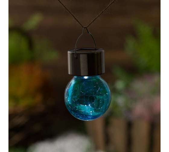 Садовый фонарь на солнечной батарее Luazon "Лампочка Синяя", 60х90 мм, 1 led, стекло 2997294