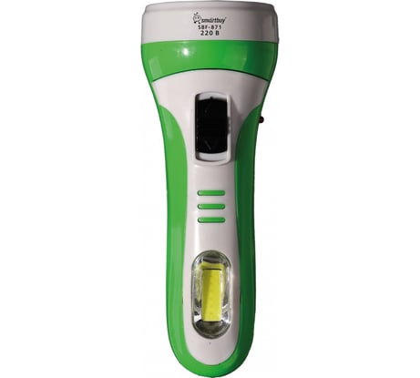 Фонарь Smartbuy LED+COB бок. с зарядкой от сети 220 В встроенная вилка, 2 режима, ABS, 15x5.5 см, SBF-871