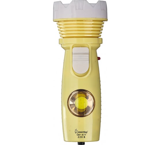 Фонарь Smartbuy LED+COB бок., с зарядкой от сети 220 В встроенная вилка, 2 режима, ABS, 12.5x5 см, SBF-877