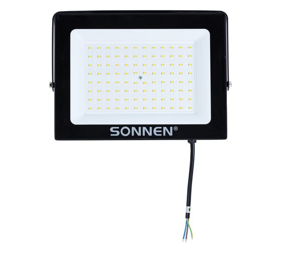 Прожектор светодиодный SONNEN 100Вт, 6500К, 8000Лм, IP65, 250x178x27мм, черный, 238415