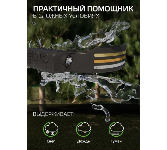 Фонарь Gauss налобный модель GFL412 13W 650lm Li-ion 1200mAh LED GF412