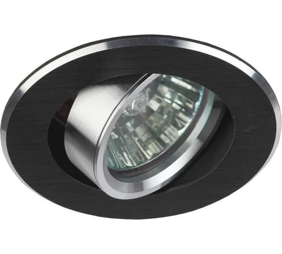 Светильник ЭРА KL58А SL/BK литой, поворотный, алюминевый, MR16, 12V/220V, 50W, серебро/черный Б0017261 1