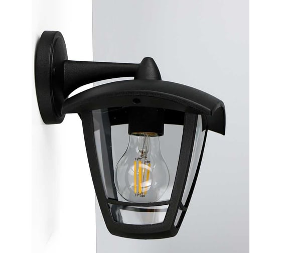 Фасадный светильник General Lighting Systems Пушкинский малый (185*165*225), GWL-E27-M-IP65, патрон Е27, под лампу до 50Вт, направление лампы вниз, корпус пластик + стекло, черный 662496