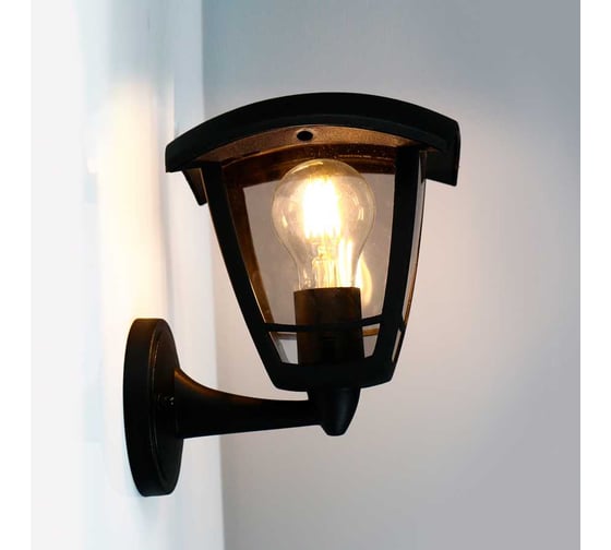 Фасадный светильник General Lighting Systems Пушкинский малый (185*165*225), GWL-E27-M-IP65, патрон Е27, под лампу до 50Вт, направление лампы вверх, корпус пластик+стекло, черный 662443 1