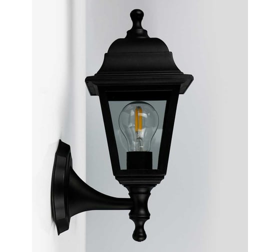 Фасадный светильник General Lighting Systems Пушкинский средний (195*150*345), GWL-E27-M-IP65, патрон Е27, под лампу до 50Вт, направление лампы вверх, корпус пластик + стекло, черный 662445