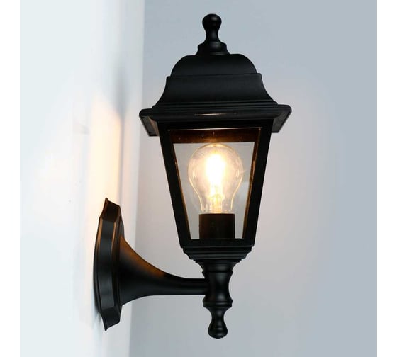 Фасадный светильник General Lighting Systems Пушкинский средний (195*150*345), GWL-E27-M-IP65, патрон Е27, под лампу до 50Вт, направление лампы вверх, корпус пластик + стекло, черный 662445