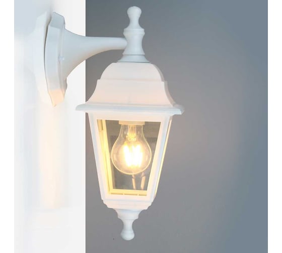 Фасадный светильник General Lighting Systems Пушкинский средний (195*150*345), GWL-E27-M-IP65, патрон Е27, под лампу до 50Вт, направление лампы вниз, корпус пластик + стекло, белый 662499