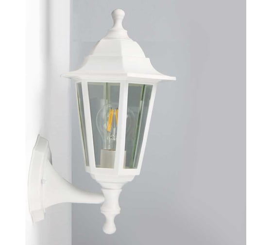 Фасадный светильник General Lighting Systems Пушкинский большой (212*170*350), GWL-E27-M-IP65, патрон Е27, под лампу до 50Вт, направление лампы вверх, корпус пластик + стекло, белый 662448