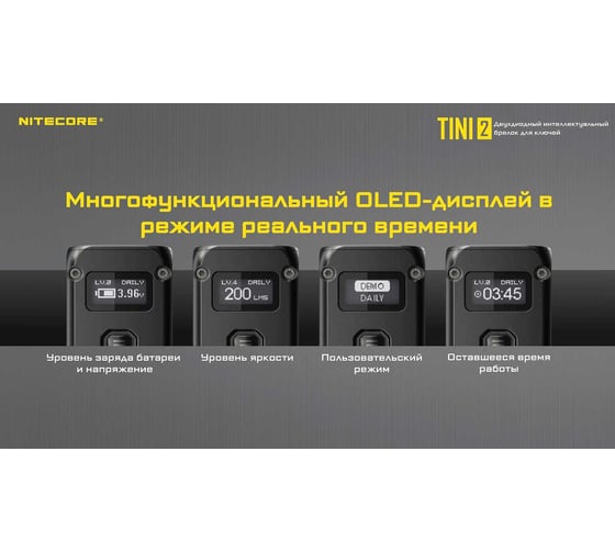 Наключный фонарь NITECORE TINI2 Grey OSRAM P8x2 500 люмен 60 часов 89 метров 19734