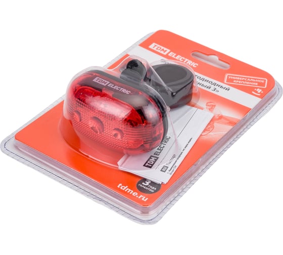 Светодиодный фонарь TDM ELECTRIC Велосипедный 3 3 режима работы, 3 LED, 20 лм/Вт 2*AAA SQ0350-0029