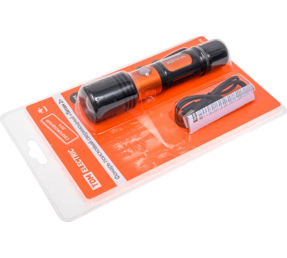 Фонарь TDM ELECTRIC Титан 2 10 Вт 1 светодиод CREE 1000 лм, 1х18650 3.7 В 2200 мА*ч , IPX4, USB, SQ0350-0061