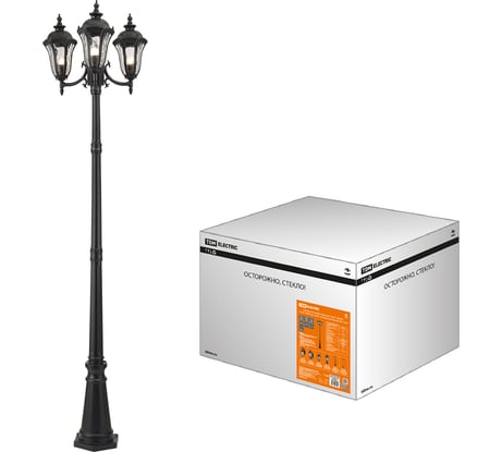 Светильник уличный TDM ELECTRIC "Вена" 3х60 Вт, столб, H2300 мм, алюминий, прозрачное/черный, Е27 SQ0330-2010