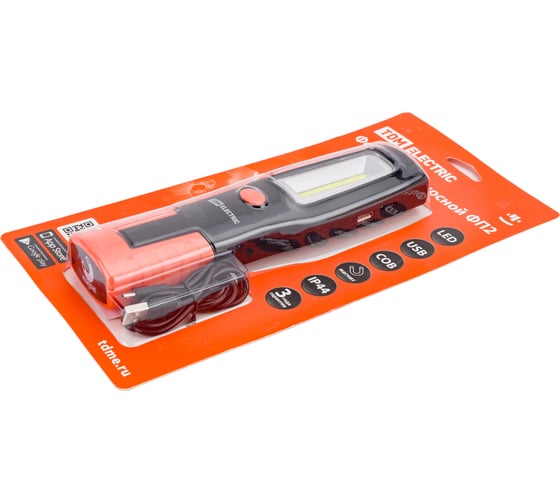 Переносной светодиодный фонарь TDM ФП2, 5 Вт, 240 лм, Li-Ion 3,7 В 1,3 A*ч, USB, магн, SQ0350-0050