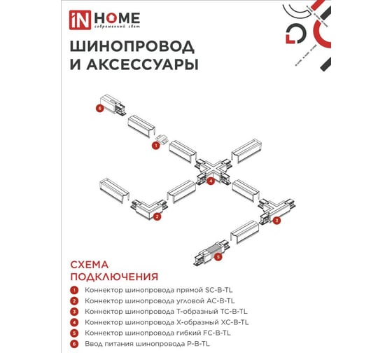 Светильник трековый IN HOME TR-GX53 SBM-WH белый 4690612056357