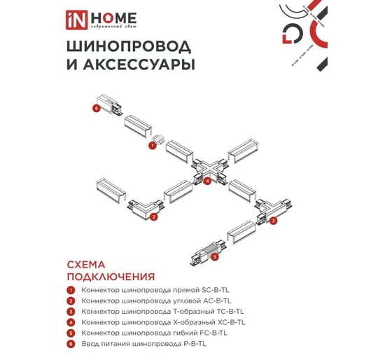 Светильник трековый IN HOME TR-GU10 TBM-BL под GU10 черный 4690612059433