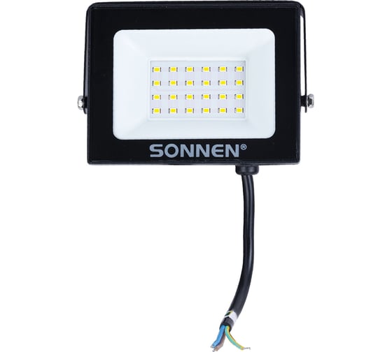 Прожектор светодиодный SONNEN 20Вт, 6500К, 1600Лм, IP65, 122x84x26мм, черный 238412