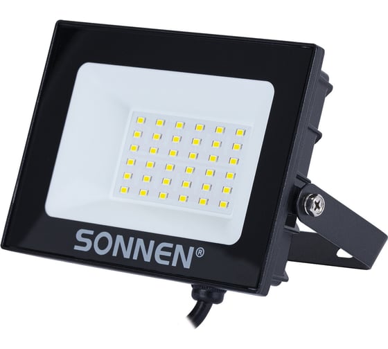 Прожектор светодиодный 30Вт, 6500К, 2400Лм, IP65, 146x98x26мм, черный, , SONNEN 238413