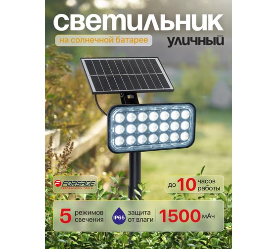 Светильник светодиодный Forsage на солнечной батарее F-WL6010(60281)