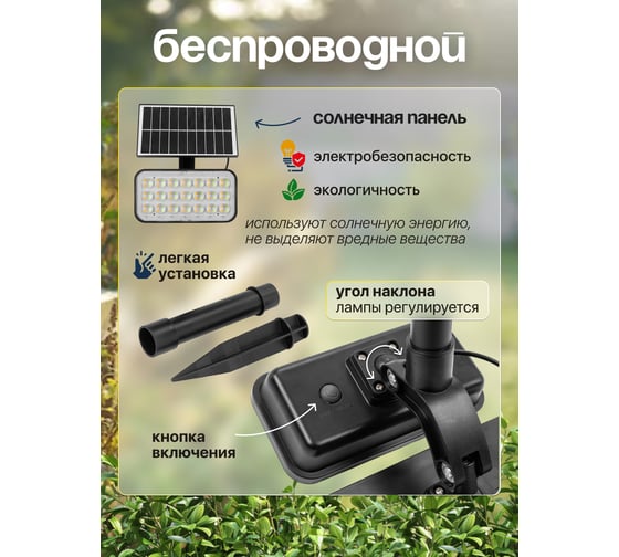 Светильник светодиодный Forsage на солнечной батарее F-WL6010(60281)