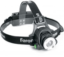 Налобный фонарь FERON ZOOM с аккумулятором TH2305 5W 2x18650 IP44 пластик-алюминий 41709