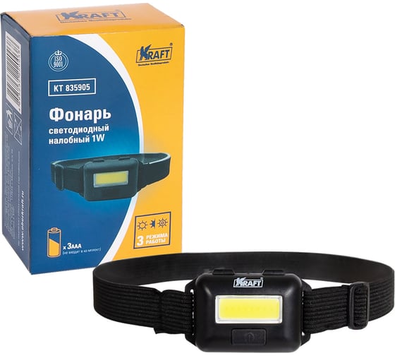 Светодиодный налобный фонарь KRAFT 1W KT 835905