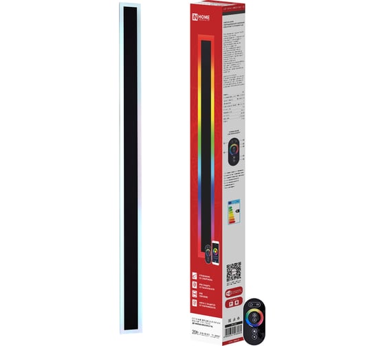 Светильник уличный светодиодный IN HOME ДБУ MARS60-20RGB-SMART-ВL 20Вт 600x80 с пультом ДУ IP54 черный 4690612060989 1