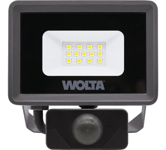 Светодиодный прожектор Wolta 10Вт 5700К Холодный свет IP65 с датчиком движения 900 Лм WFL-10W/06S 1