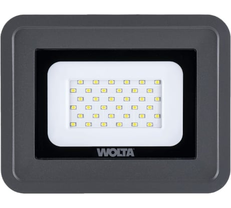 Светодиодный прожектор Wolta 30Вт, 3000К Теплый белый свет, IP65, IK08, 2700 лм WFLY-30W/06