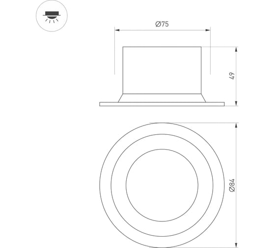 Светильник Arlight MS-DROP-BUILT-R84-8W Warm2700 1шт 054707
