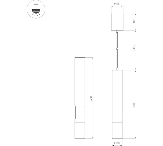 Светильник Arlight SP-ARTEMIS-HANG-P-R60-15W Warm3300-MIX, IP20, Металл, 1шт 056119