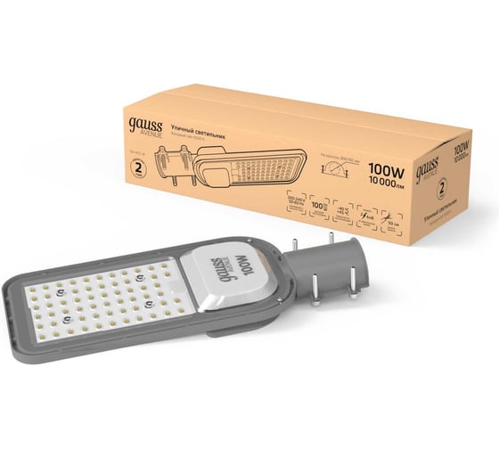 Уличный консольный светодиодный светильник Gauss Avenue 100W 10000lm 6500K IP65 КСС Ш LED 629534400
