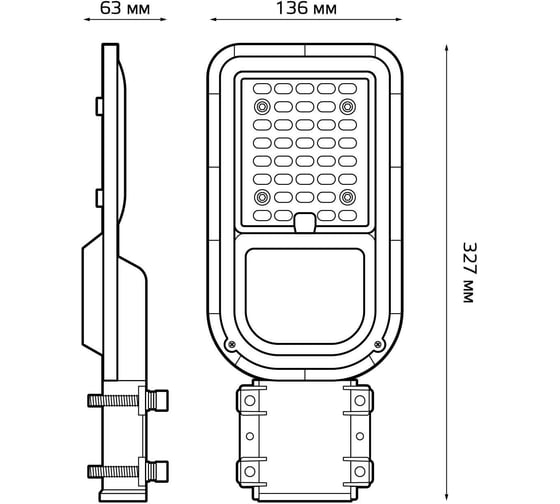 Светильник Уличный LED GAUSS Avenue IP65 327*136*63 50W 5000lm 6500K 200-240V КСС Ш 1/4 629534450