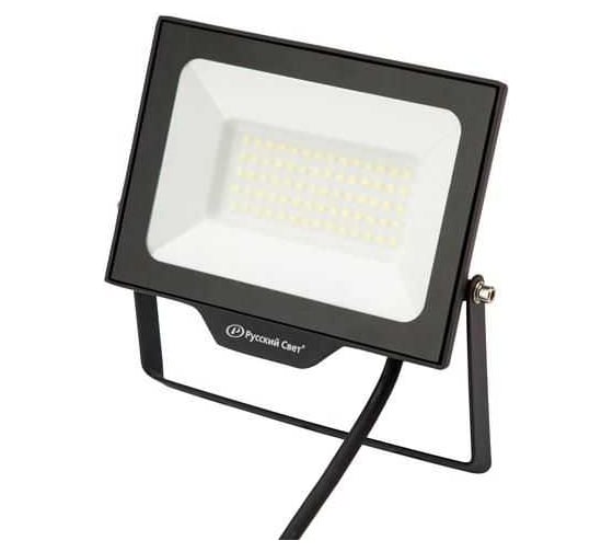 Прожектор светодиодный Русский Свет СДО FL 10 C 50W VW 865 BK CL 192x148x28мм 50Вт 6500К IP65 уличный черн. 15081023055