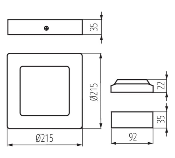 Накладной квадратный светодиодный светильник KANLUX KANTI V2LED 18W-NW-W 28951