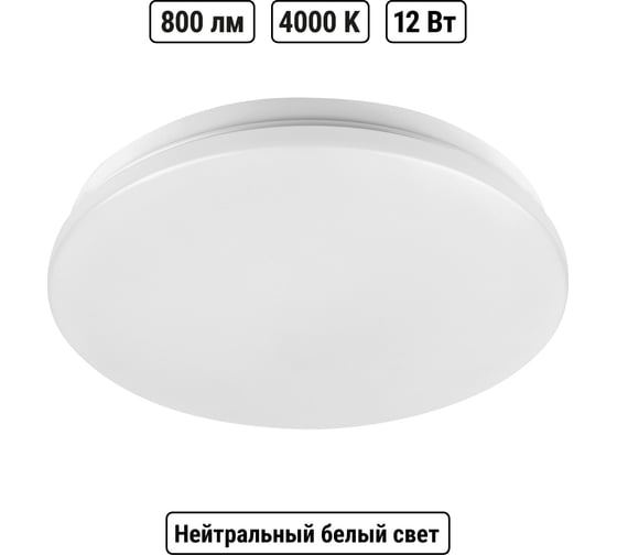Светильник LED потолочный TDM ELECTRIC ДПБ 01, 12 Вт, 4000 К, Классика, TDM SQ0329-9001