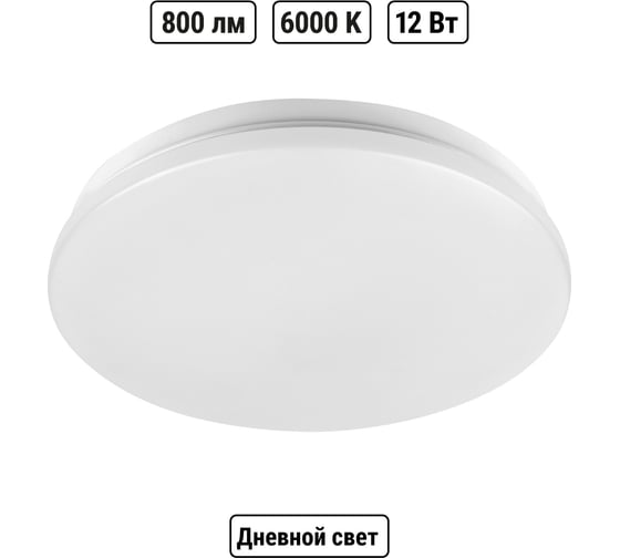 Светильник LED потолочный TDM ELECTRIC ДПБ 01, 12 Вт, 6000 К, Классика, TDM SQ0329-9002