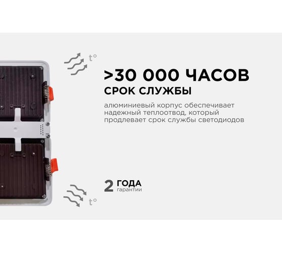 Светодиодный встраиваемый светильник Apeyron Грильято, 48Вт, 4800Лм, 6500К, 300х300х27мм. 42-024