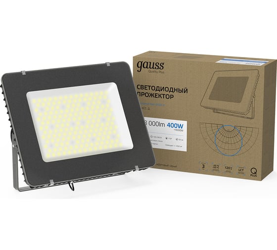 Светодиодный прожектор Gauss Qplus 400W 48000lm 6500K IP65 графитовый 690511400