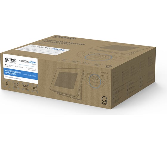 Светодиодный прожектор Gauss Qplus 400W 48000lm 6500K IP65 графитовый 690511400