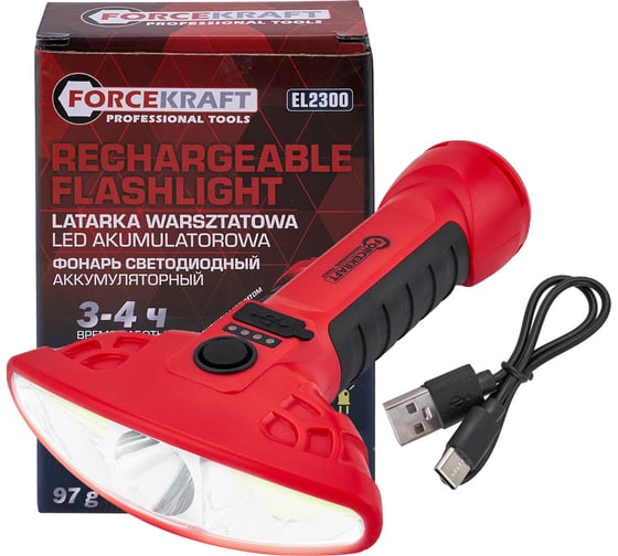 Фонарь светодиодный аккумуляторный Forcekraft FK-EL2300(65824) 1