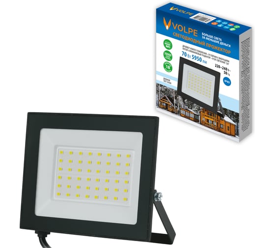 Светодиодный прожектор Volpe ULF-Q519 70W/6500K IP65 220-240V BLACK UL-00012831 1
