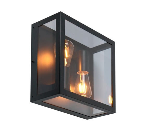 Фасадный светильник General Lighting Systems Лофт GWL-2E27-IP65 черный+дымчатый 662476 1